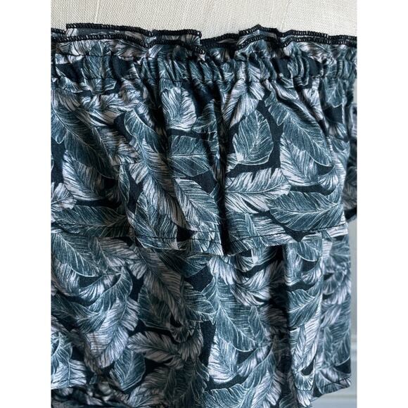 Fresha London Strapless Tiered Ruffle Maxi Leaf Palm Print Dress XS - Picture 6 of 11